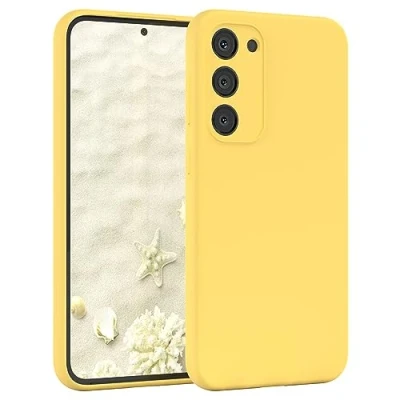 Abbildung von EAZY Case Silicon kompatibel mit Samsung Galaxy S23 Plus Stoßfeste Abdeckung Mikrofaserfutter, Silikon, Kratzfeste Rundumschutz Case, Silikon Hülle Matt [Matte Griff] Gelb