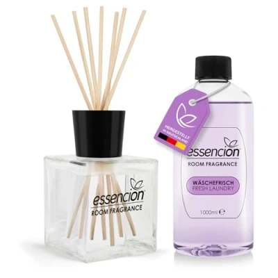 Abbildung von essencion Fresh Laundry Raumduft Set Glas Diffusor + 1000ml Refill In 14 verlockenden Düften erhältlich (Fresh 200ml+1000ml)