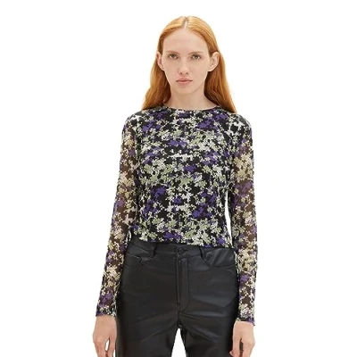 Abbildung von TOM Tailor Denim MIT print Langarmshirt, Damen, Größe: XL, Lilac green flower
