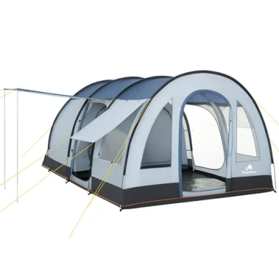 Abbildung von CampFeuer Tunnelzelt Zelt TunnelX für 4 Personen, Grau / Blau, 5000 mm Wassersäule, Personen: