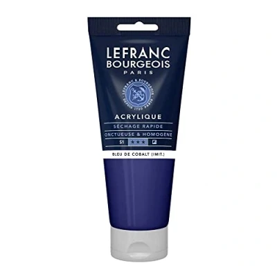 Abbildung von Lefranc Bourgeois 300362 Fine Acrylfarbe Kobaltblau Farbton, 200ml Tube, cremige auf Wasserbasis, schnell trocknend, lichtecht, wasserfest