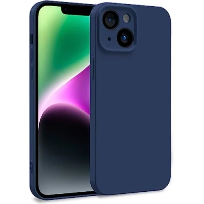 Abbildung von MyGadget Hülle kompatibel mit iPhone 14 Zweilagige Handyhülle Kameraschutz Cover Innenfutter &amp; Silikon außen Dunkelblau