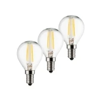 Abbildung von MÜLLER LICHT 3er Set Retro LED Tropfenform Ersetzt 40 W, Glas, E14, 4 Silber, 4.5 x 8 cm, 3 Einheiten