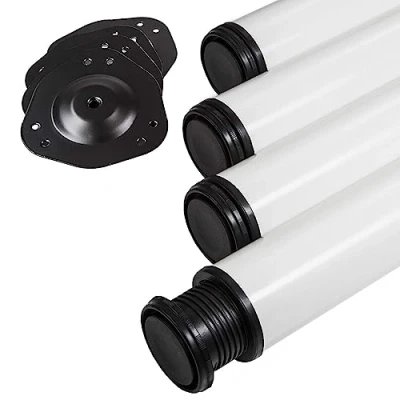 Abbildung von SO TECH® Tischbein Ø 76 / 80 mm, belastbar bis 75 kg pro Stück, H: 71cm, Stahl, weiß, höhenverstellbar 32mm, 4x