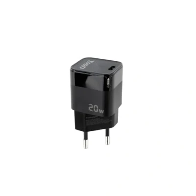 Abbildung von TOOQ TQWC PD20 USB C Port Wandladegerät mit 20 W PD, kompatibel Huawei, Xiaomi und mehr, Schwarz