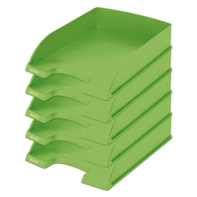 Abbildung von Leitz Briefablage A4, 5er Pack, 100 % recyclebar, stapelbare Ablagefächer, klimakompensiert, Blauer Engel, Recycle Sortiment, Grün, 52275050