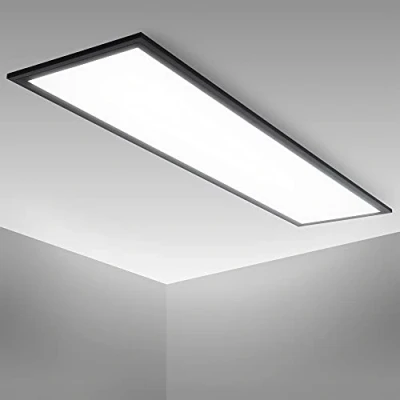 Abbildung von B.K.Licht LED Deckenlampe ultraflach, mit neutralweißer Lichtfarbe, 22 Watt, 2300 Lumen, Panel, Deckenleuchte, Lampe, Wohnzimmerlampe, Schlafzimmerlampe, 100x25x6,5 cm, Schwarz