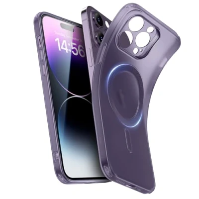 Abbildung von ESR für iPhone 14 Pro Hülle, Klares Silikon Case mit MagSafe, stoßfeste dünne Abdeckung, vergilbungsbeständige transparente TPU Handyhülle, Zero Serie, Lila