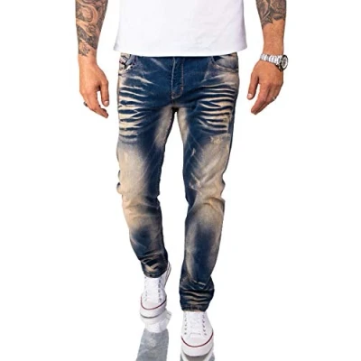 Abbildung von Rock Creek Herren Jeans Regular Fit Stretch Männerhose Herrenjeans Denim Hosen Herrenhose Straight Cut Stonewashed RC 3102 Blau W29 L30