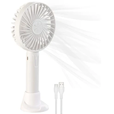 Abbildung von PEARL Handheld Ventilator: 3in1 Hand &amp; Tisch Ventilator mit Handy Halterung, Akku USB Betrieb (Kleiner Ventilator, Mini Handventilator, Stativ)