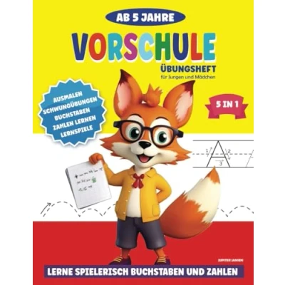 Abbildung von Vorschule Übungsheft ab 5 Jahre für Jungen und Mädchen: Lerne spielerisch Buchstaben Zahlen