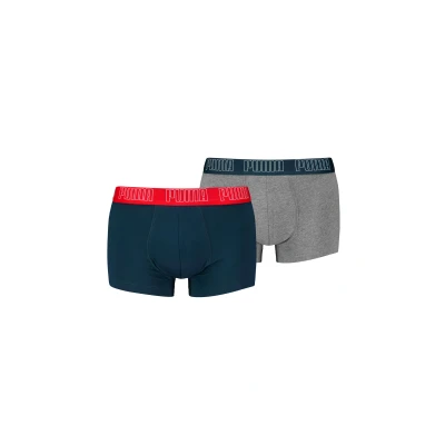 Abbildung von PUMA Boxer Trunk Boxershorts Herren Everyday Unterhose Pant Unterwäsche 2er Pack, Farbe:Navy/Grey Melange, Bekleidungsgröße:XL, Marineblau/Grau XL