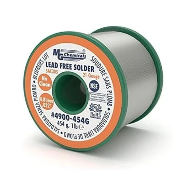 Abbildung von MG Chemicals SAC305, 96,3% Zinn, 0,7% Kupfer, 3% Silber, kein sauberes bleifreies Löten, 0,1 cm Durchmesser, 0,9 kg Spule, 4900 227G