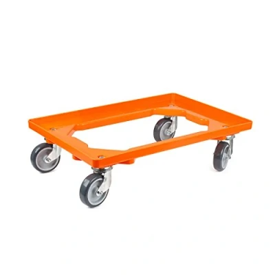 Abbildung von aidB Kunststoff Transportroller Offen Orange mit Gummiräder, 4 Lenkrollen Einzel