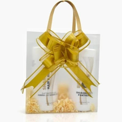 Abbildung von Körperpflege Geschenk Geschenkpackung Geschenkbox Duschgel Ambra Sandelholz/Bodylotion Bio Kokosöl 2 x1L