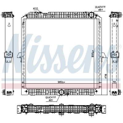 Abbildung von NISSENS 67192 Kühler, Motorkühlung Aluminium 895 960 56 mit Rahmen Kühlrippen gelötet