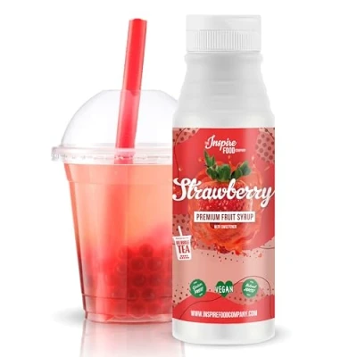 Abbildung von INSPIRE FOOD Echter Fruchtsirup für Bubble Tea Mischung 300ml Erdbeer Tea, Boba Slushes &amp; Ice Blended 100 % vegetarisch, glutenfrei