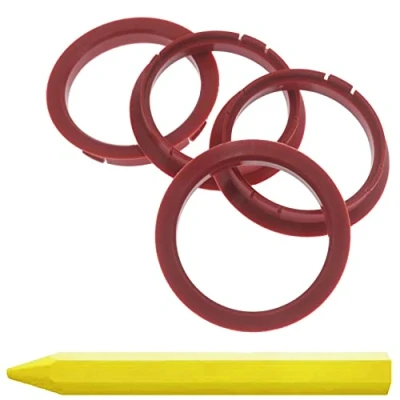 Abbildung von 4X Zentrierringe 72,5 x 64,1 mm Rot Felgen Ringe + 1x Reifen Kreide Fett Stift