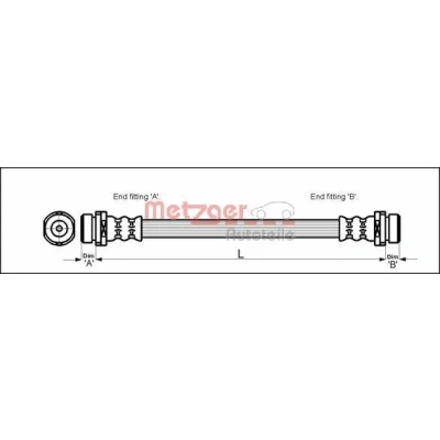 Abbildung von METZGER 4112503 Bremsschläuche 288 F10 x 1 FORD: MONDEO Stufenheck