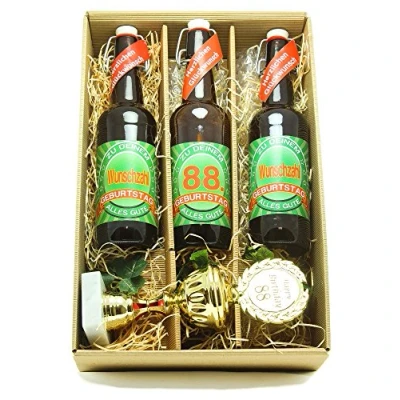 Abbildung von Bier Geschenk Präsentkarton mit und Pokal 88. Geburtstag