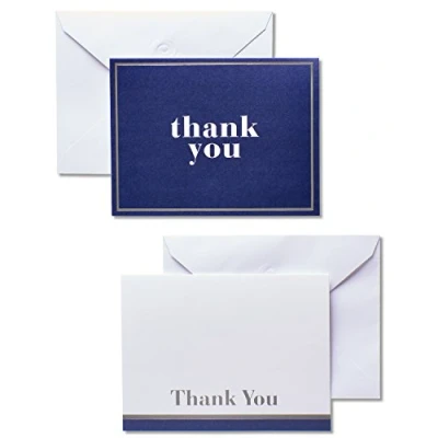 Abbildung von American Greetings Dankeskarten mit Umschlägen, Blau und Weiß, 50 Stück