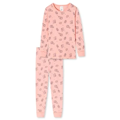 Abbildung von Schiesser Mädchen Schlafanzug lang Einhorn, Sterne, Dots, Waldmotive und Hexen Organic Cotton Pyjamaset, Pfirsich, 116