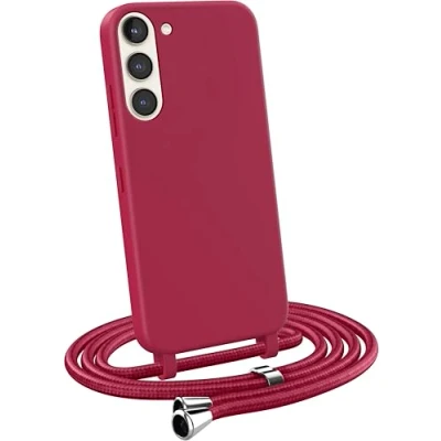 Abbildung von MyGadget Handykette für Samsung Galaxy S23 [ Hülle mit verstellbaren Band ] TPU Handyhülle Handyband zum Umhängen Kordel Schnur Case Schutzhülle Bordeaux
