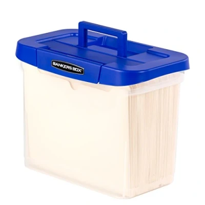 Abbildung von BANKERS BOX Strapazierfähige, tragbare Kunststoff Aktenbox mit Hängeschienen, Buchstabe, 1 Packung (0086304)