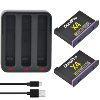 Abbildung von DuraPro 2Pcs 2400mAh Akku und Fast Charge Hub für Insta360 X4