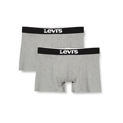 Abbildung von Levi&#039;s Solid Basic Boxer 2 PACK Panties, Herren, Größe: Large, Middle grey melange