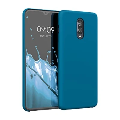 Abbildung von kwmobile Hülle kompatibel mit OnePlus 6T Silikon Handy Case Handyhülle weiche Oberfläche kabelloses Laden Karibikblau