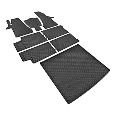 Abbildung von Z4L Gummifußmatten und Kofferraumwanne EIN Set geeignet für VW T6.1 Transporter/Caravelle 8/9 Sitze ab 2019 bis 2022 L2