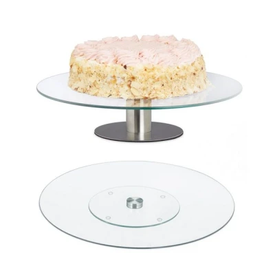 Abbildung von relaxdays Tortenplatte Drehbare im 2er Set, Glas