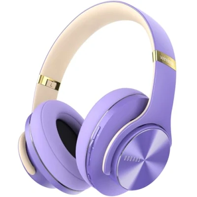 Abbildung von DOQAUS Bluetooth Kopfhörer Over Ear,Bis zu 90 Std Kabellose mit 3 EQ Modi, HiFi Stereo Faltbare Headset Mikrofon, weiche Ohrpolster für iPhone/ipad/Android/Laptops Lila