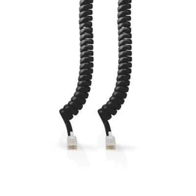 Abbildung von Nedis Telefonkabel RJ10 Stecker 5.00 m Kabeldesign: Aufgerollt Kabeltyp: Schwarz
