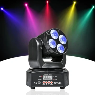 Abbildung von ZKYMZL Mini Moving Head, bewegliche Köpfe Bühnenlichter, 4 x 12 W, 16/18 Kanäle, DJ Lichter, Tanzlichter, LED RGBWA/UV 6 in 1 DMX512 Light Effects für Party Hochzeit Club Bar Show