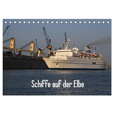Abbildung von Schiffe auf der Elbe (Tischkalender 2025 DIN A5 quer), CALVENDO Monatskalender
