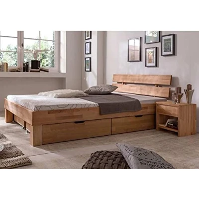 Abbildung von Elfo Bett 180x200cm + 2 Bettkasten Sets Nachtkonsolen Tollow Kernbuche massiv NEU
