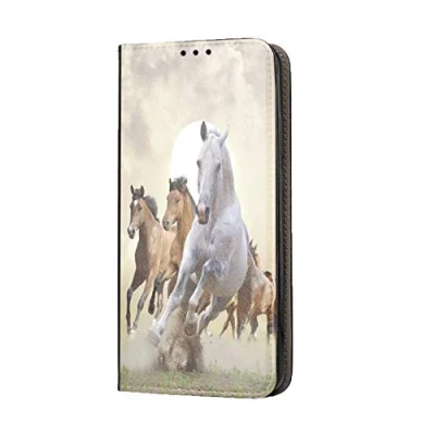 Abbildung von Hülle für Samsung A50 / A30s A50s Handyhülle Motiv 1025 Pferd Pferde Braun Weiß Premium Smart aus Kunstleder einseitig bedruckt HandyCover Galaxy