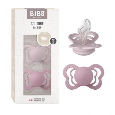 Abbildung von BIBS Couture Schnuller 2er Pack, BPA frei, Kiefergerechte Form. Silikon, Hergestellt in Dänemark. 6 18 Monate (2er Pack), Dusky Lilac/Heather