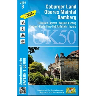 Abbildung von UK50 3 Coburger Land, Oberes Maintal, Bamberg: Lichtenfels, Kronach, Neustadt b.Coburg, Hirschaid, Kloster Banz, Bad Staffelstein, Itzgrund (UK50 ... Karte Freizeitkarte Wanderkarte)