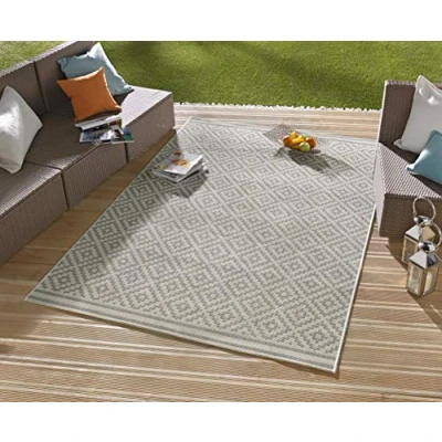 Abbildung von NORTHRUGS Teppich &quot;Raute&quot;, rechteckig, In &amp; Outdoor, Wetterfest, Balkon, Garten, Wohnzimmer, Terrasse, Raute