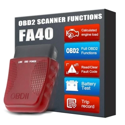 Abbildung von Drahtloses OBD2 Scanner Auto Diagnose Scanwerkzeug, OBDII Adapter verwendet für Fahrzeug Fehler Test Motor Anzeigeleuchte Bluetooth Leser und Anwendung iPhone iOS Android (Charm Red)
