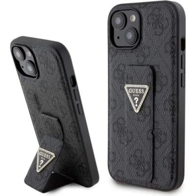 Abbildung von Guess GUHCP15SPGS4TDK Hülle für iPhone 15 6.1&quot; Schwarz hardcase Grip Stand 4G Triangle Strass