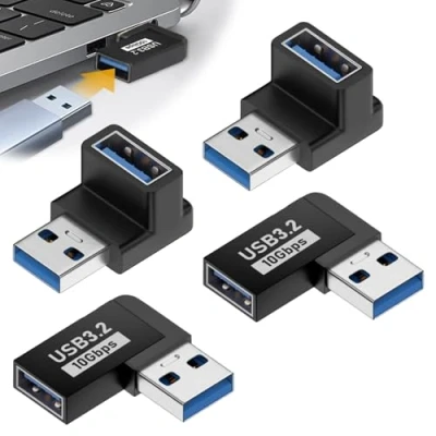 Abbildung von AOUZOVLI 4 Stück USB Winkelstecker 90 Grad,USB 3.2 Winkel Adapter,USB Adapter Grad Adapter,Datenübertragungskonverter Koppler für Pc,Laptop,2 Stile