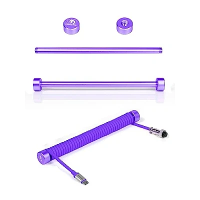 Abbildung von MAMBASNAKE RC01 Custom Fester Stab für Spiral Tastaturkabel CNC Aluminum Winder Kabel, Management Stange Mechanisch Tastaturkabel, Metall Gewichtsstange 7,68 Zoll Länge Lila