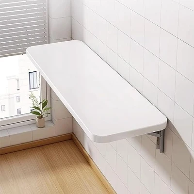 Abbildung von Wandklapptisch, klappbarer Küchentisch, Klapptisch für Kinder, Esstisch mit Halterungen platzsparende Aufbewahrung (weiß, 60 x 30 1,6 cm)
