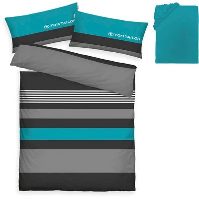 Abbildung von TOM TAILOR HOME Bettwäsche &quot;Carl in Gr. 135x200 oder 155x220 cm&quot;, (3 tlg.), mit GRATIS Zugabe: Spannbettlaken, 100% Baumwolle, Reißverschluss