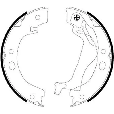 Abbildung von HELLA 8DA 355 050 741 Handbremsbeläge mit Handbremshebel TOYOTA: Corolla IX Schrägheck, Kombi, Limousine