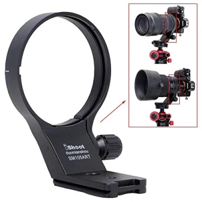 Abbildung von iShoot Stativring Stativschelle Objektiv Montage Stativ Stützring für Sigma 100 400mm f/5 6.3 DG DN OS &amp; 105mm f/1.4 HSM Art, Halterungsring ist Arca Swiss Fit Kameraplatte Schnellwechselplatte